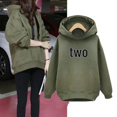 Женская толстовка с капюшоном Plus Velvet Loose Hoodie - модная толстовка с длинными рукавами в корейском стиле на осень/зиму