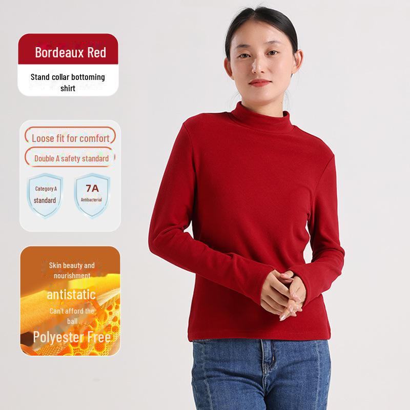 Женская теплая рубашка из немецкого бархата с полуворотом - плюшевая, утолщенная, с длинным рукавом и гиалуроновой кислотой для ухода за кожей