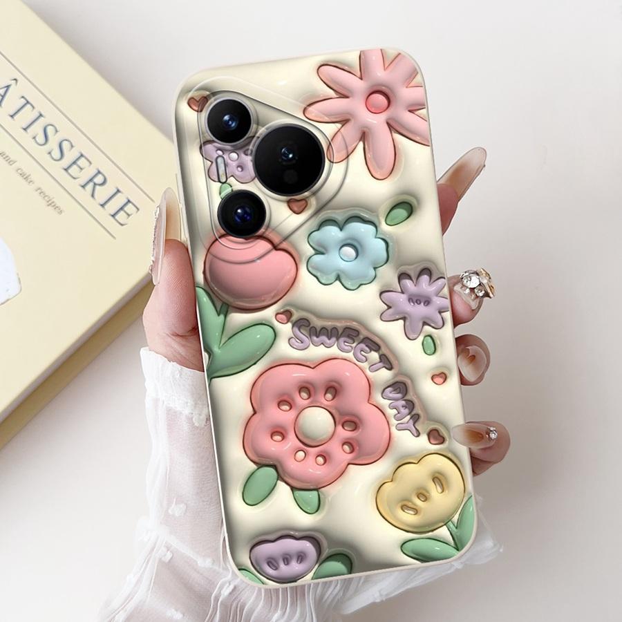 For Huawei Pura 70 Case Pura 70 Pro Back Cover Flower Slim Soft Silicone Funda Huawei Pura 70 Pro+ Shockproof Capa