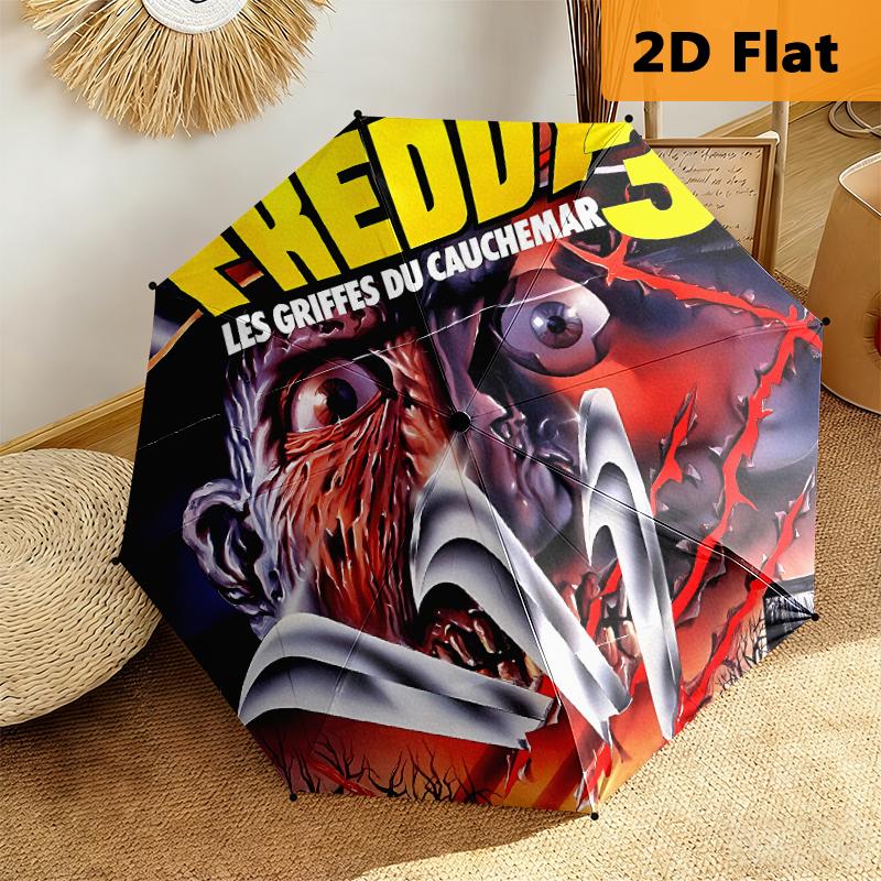 1pc horror movies Foldable Umbrella with Durable Iron Frame, 8-Rib Structure - Perfect for All Seasons Home and Travel Use, Multi-Functional Design