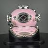 45.72 Cm Pink Coated Deep Sea Scuba Divers Diving Helmet with Wooden Base Marine Nautical Boston Scuba Diving Helmet Gift