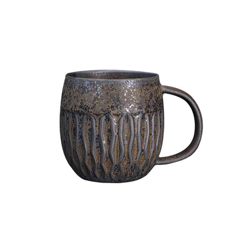 Unique 600ml Kiln-Changing Coffee Mug Ceramics Microwave Safe Breakfast Cup Large Capacity Milk Cup Living Room