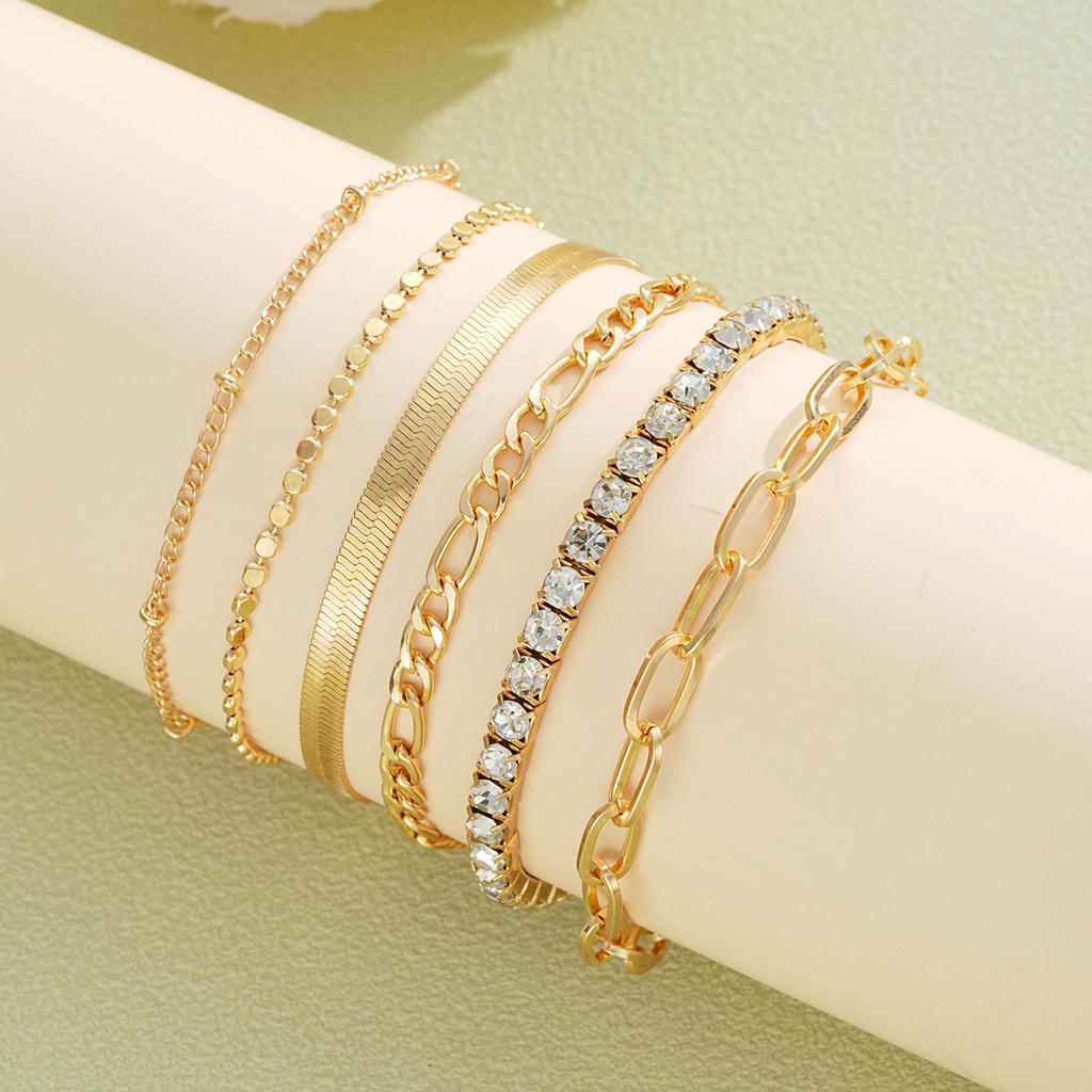 6 шт./компл. богемные многослойные тонкие цепочные браслеты для женщин из нержавеющей стали минималистичные циркониевые золотые металлические браслеты ювелирные изделия