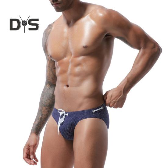 Мужские летние плавки с низкой посадкой, дизайн на шнурке, плавки, быстросохнущий купальник с регулируемой линией талии