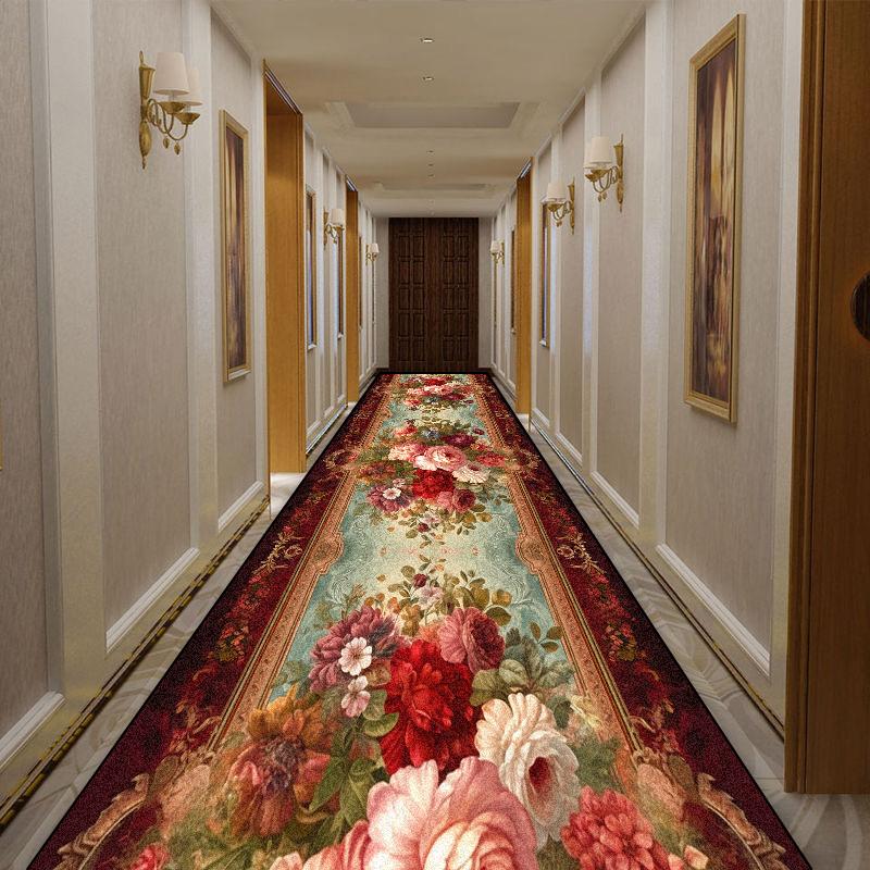 Роскошный длинный ковер в европейском стиле, украшение коридора отеля, моющиеся складные коврики, вилла, лестничный холл, нескользящий напольный коврик