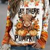 Round Neck and Dropped Shoulder Sleeves, Ideal for Casual Halloween and Thanksgiving Pullovers