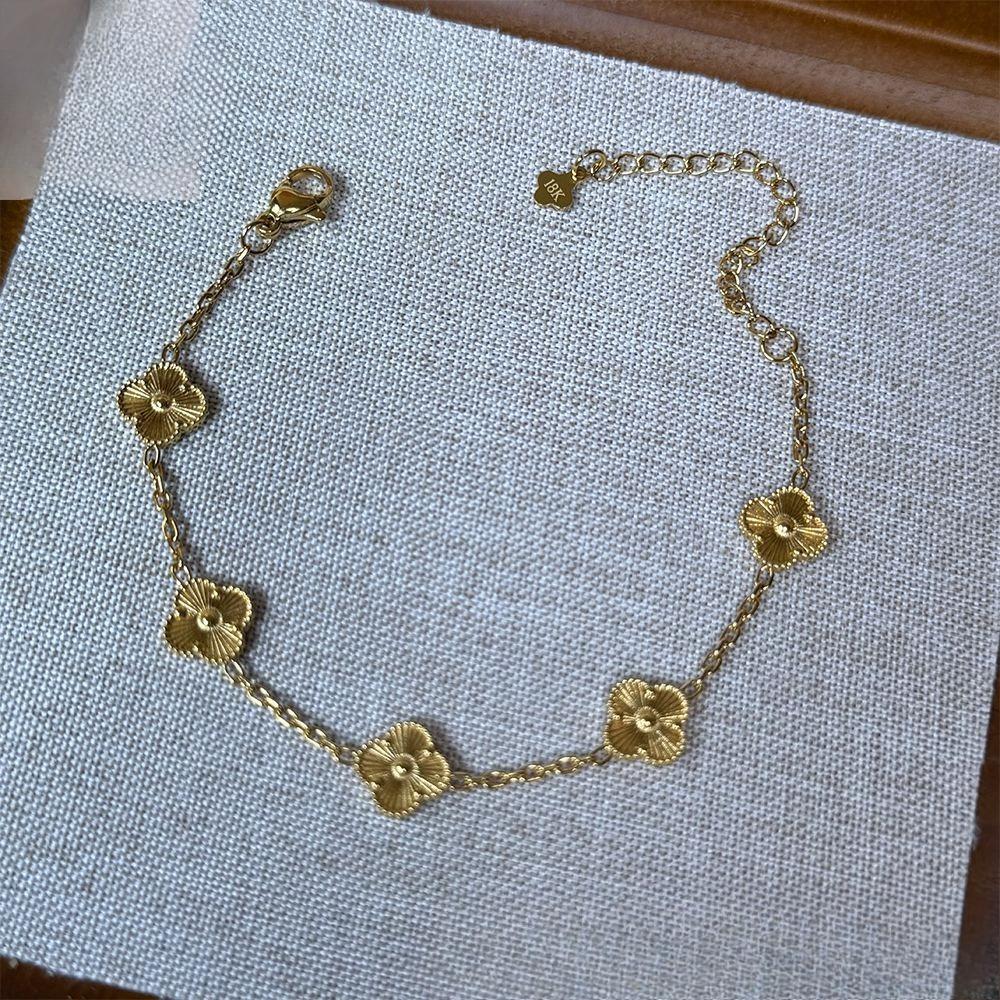 Браслет из титановой стали 10 мм, не выцветающий, «Четырехлистный клевер», легкая роскошь, модный, универсальный, пятицветный браслет