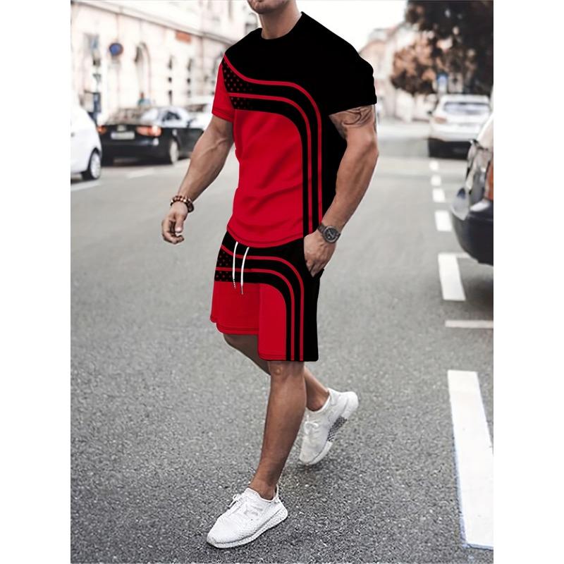Summer Men's Fashion Street T-shirt and Shorts 3D Set Short Sleeve Men's Print Top Sports