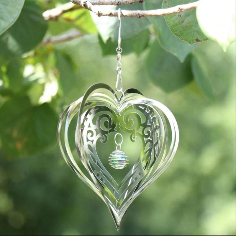 1Pc Stainless Steel Rotating Wind Spinner Hanging Decorations Garden