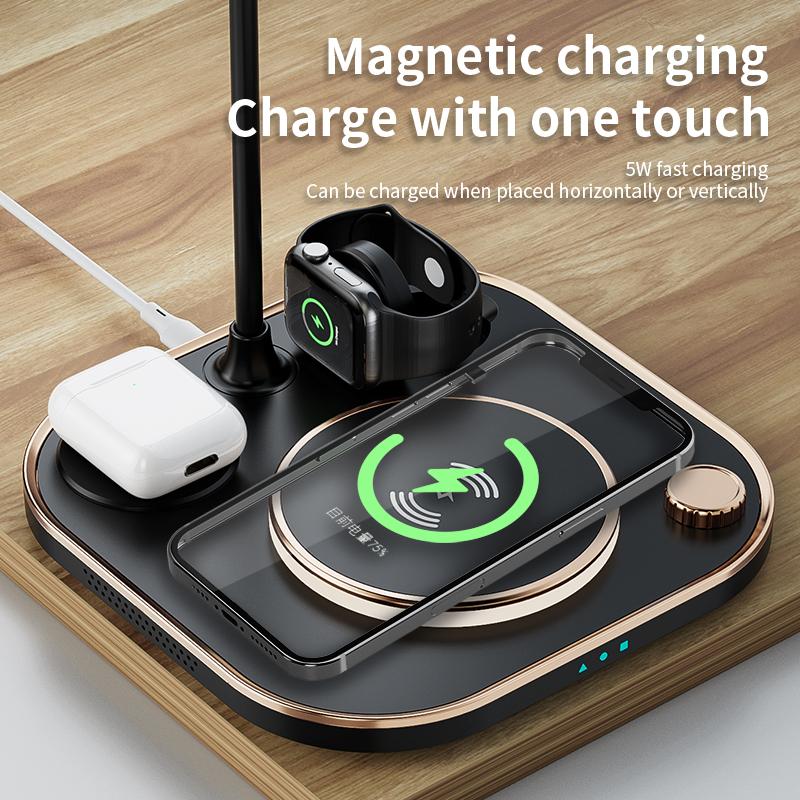 For Modern Led Office Desk Lamp Wireless Charger Lamp 15w Fast 3 In 1 Wireless Charging For IPhone Phone Watch Earphone