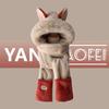 Winter New Fire Fox Ears Warm Fluffy Ski Scarf Gloves Integrated Hat Women's Thickened Three-piece Set