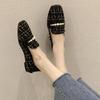 Women's Spring and Summer Square-headed Flat Shoes Korean Version Versatile Beaded Decorative Shallow Flat Heel Cloth Shoes