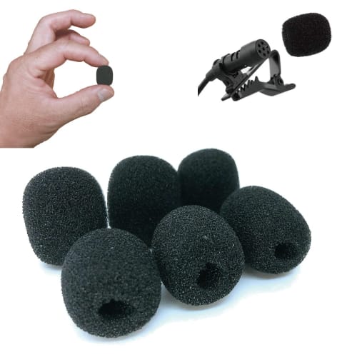 FUJIMORI Microphone Sponge Headset/Intercom Microphone Windscreen, Noise-Blocking Microphone Cover, Set of 6 (5mm Inner Diameter for Lapel Microphones