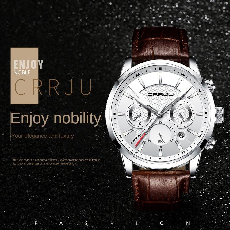 CRRJU-2212L Belt Six-pin Chronograph Watch Fashion Men's Watch Business Men's Watch