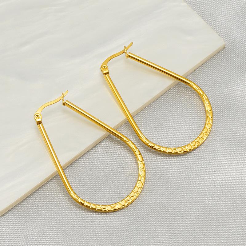 Стильные овальные серьги из нержавеющей стали, высококачественные серьги, нишевый дизайн, простые и модные женские.