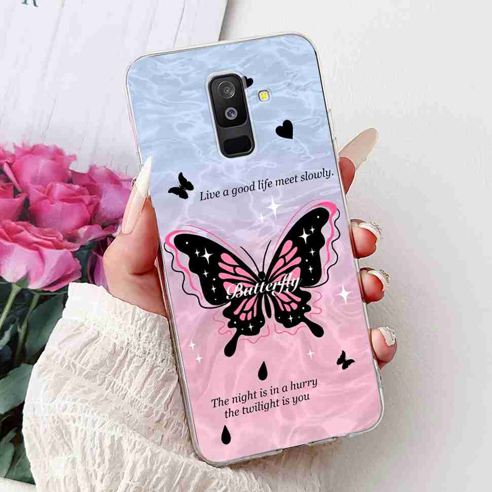 For Samsung Galaxy A6+ 2018 6.0" Case SM-A605FN Cartoon Cat Soft Silicone Cover For Samsung A6+ A6 Plus 2018 New Flower Bumper