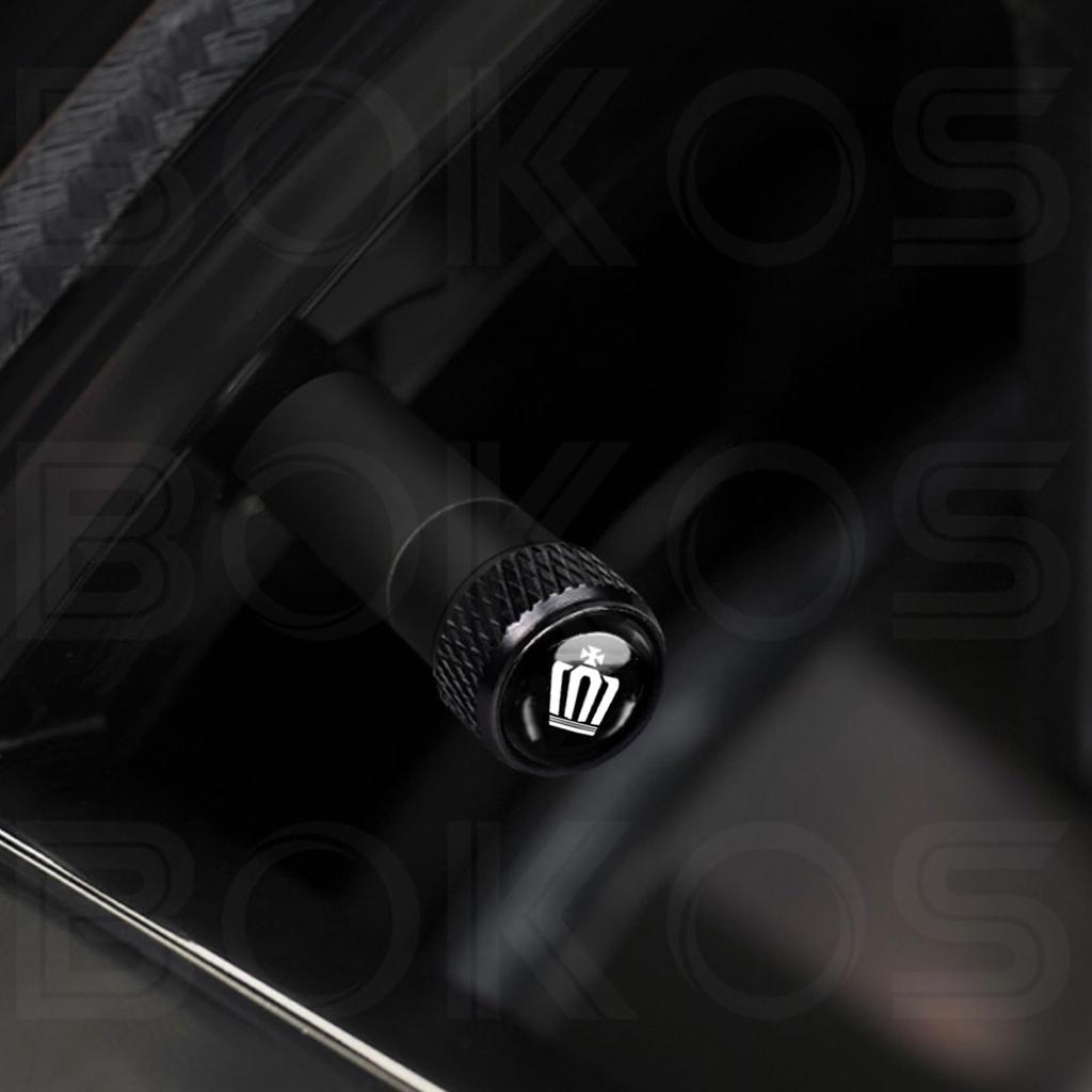 Crown Tire Valve Cap 220 Series 210 Series 200 Series 180 Series 170 Series Dress Up Cool (Crown, Black)