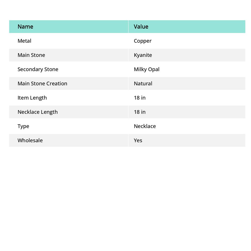 Кианит, Молочный Опал Ручная работа Медь Подарок Ювелирное изделие Ожерелье 18" B0d56