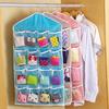 16Pockets Clear Hanging Bag Socks Bra Underwear Rack Hanger Storage Organizer