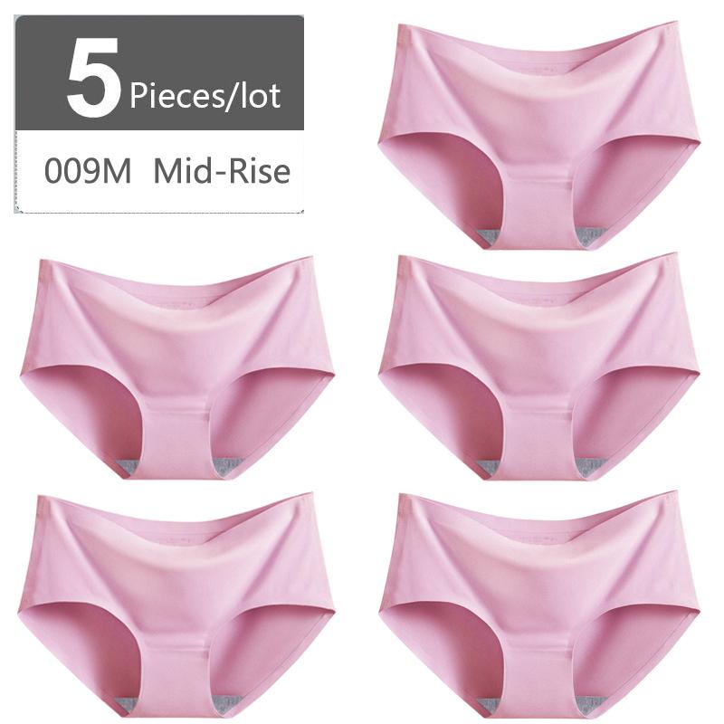 Большой размер M-XXXXL, женские бесшовные трусики из ледяного шелка, эластичные трусы со средней талией, нижнее белье, 5 шт.