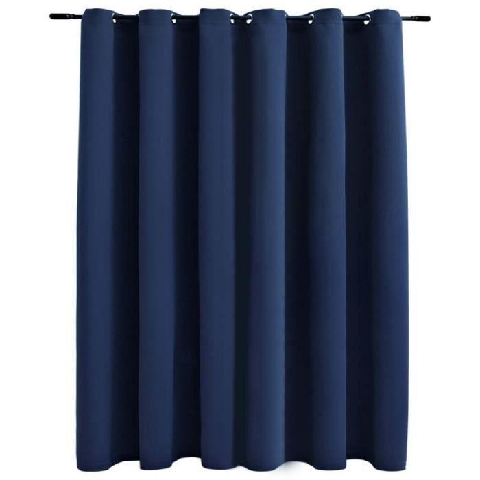 Rideau occultant - vidaXL - 290x245 cm - Bleu - Œillets en métal - Polyester lavable