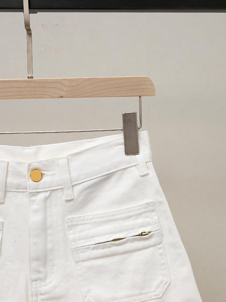 Женские осенние шорты А-силуэта в стиле кэжуал с карманами карго и молнией