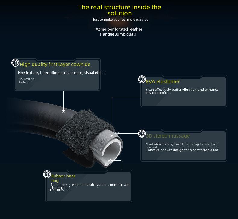 Универсальный нескользящий кожаный чехол на руль — подходит для любого сезона, круглый дизайн