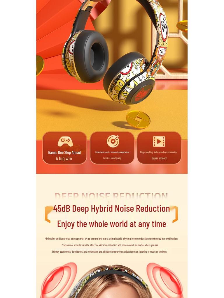 Беспроводные игровые наушники с оголовьем Guochao Graffiti Bluetooth - Новый дизайн, бестселлер.