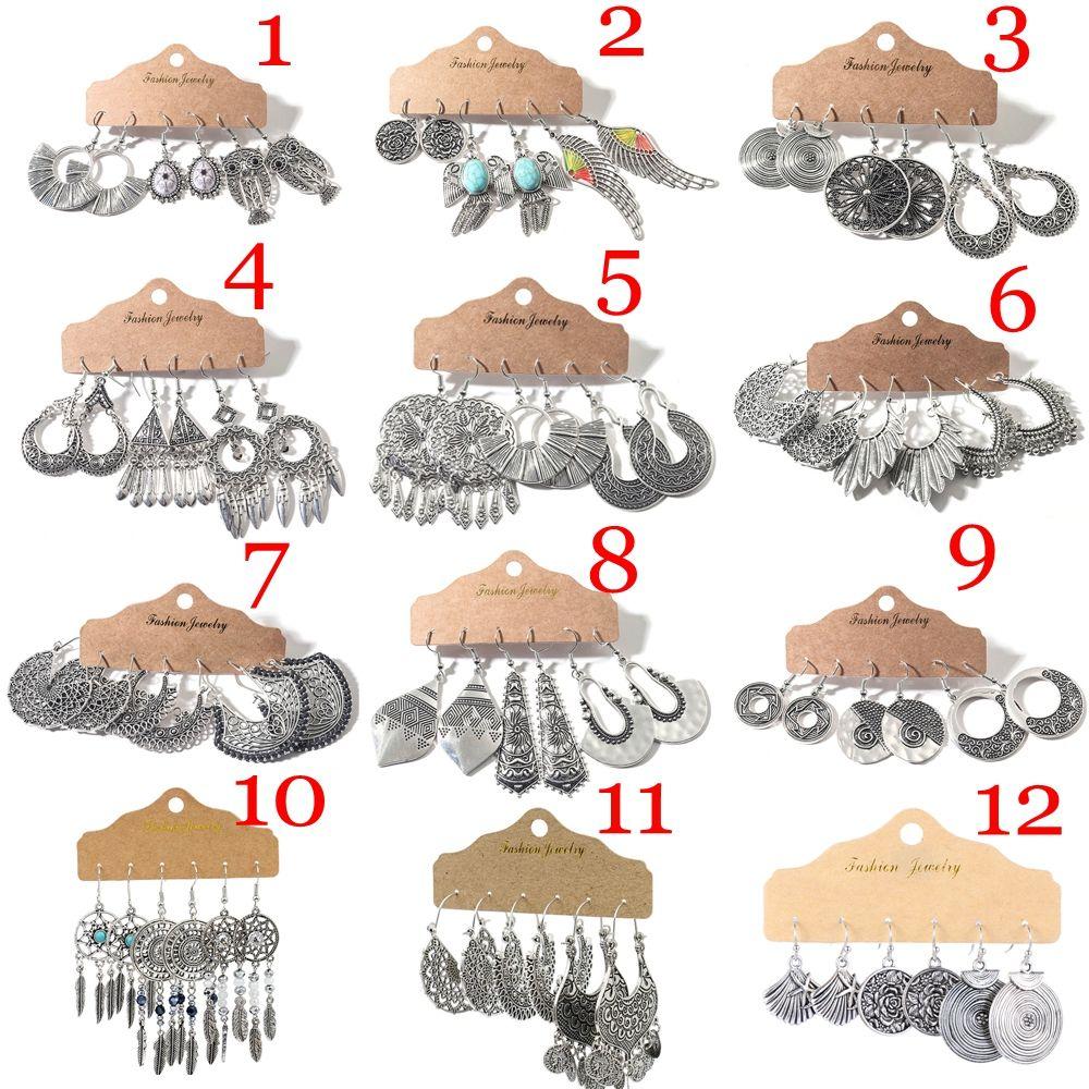 Аксессуары Бохо Украшения Мода Крылья Лист Этнический Набор Серег Круг Кисточка Геометрические Подвески