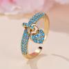 Шарм Женский Водно-голубой Кристалл Регулируемое Кольцо Открытое Сердце Золотой Цвет Милый Подарок Свадьба Для Женщин