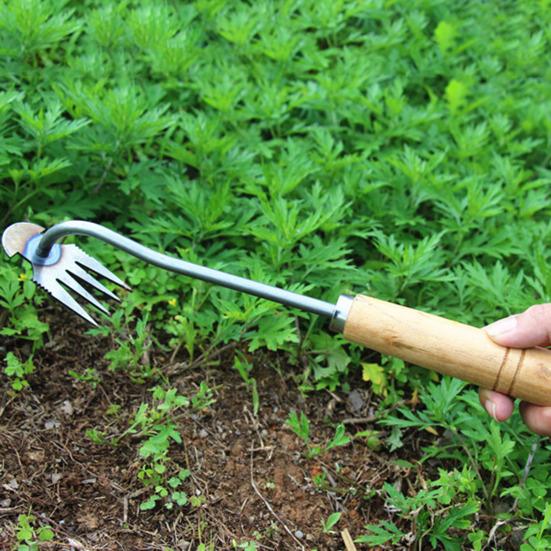 Инструмент для прополки сада на открытом воздухе с 4 острыми зубьями, эргономичная ручка с антипригарным покрытием, ручной многофункциональный инструмент для удаления сорняков
