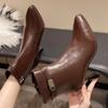 Женские ботильоны на высоком каблуке, сексуальные замшевые элегантные туфли с острым носком, женская мода 2024 года, туфли-лодочки «Челси», зимние туфли Botas De Mujer