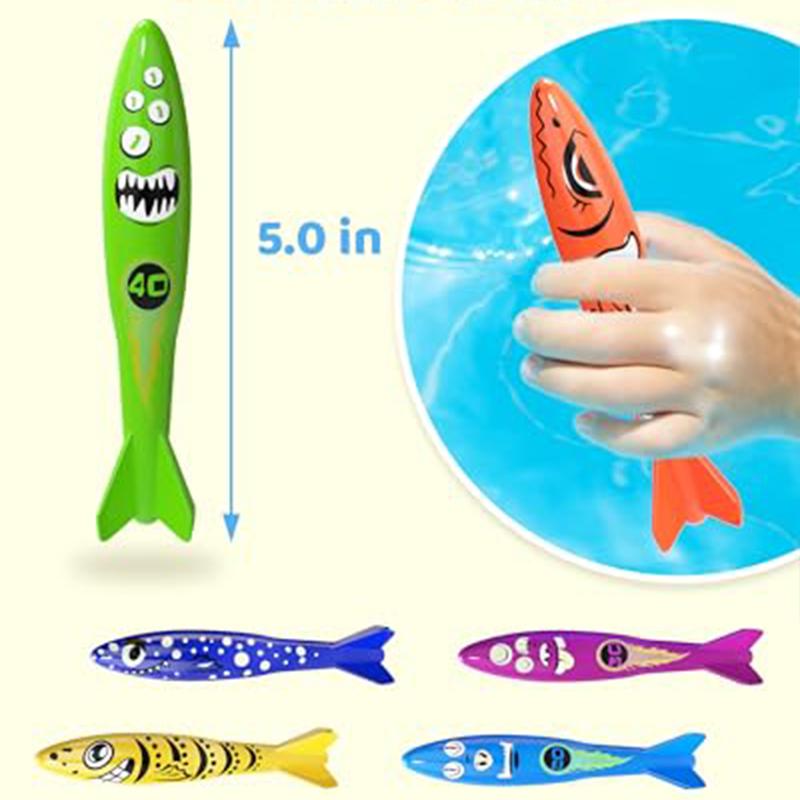 Swimming Pool Accessories Inflatable Pool Decoration Props Treasure Hunt Diving Set Torpedo Fish Water Rings Dolphin Gifts Tmz