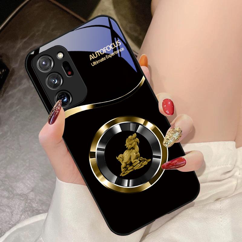 Золотой Лев Черный Для Samsung Galaxy Note 8 9 10 PRO 20 Ultra A01 02 03 Core 04E 4G 12 13 5G Закаленное Стекло Чехол для Телефона