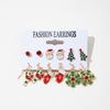 European & American Christmas Fashion Earrings Set: Santa, Bell, Snowflake, Tree Designs - 6 Pieces