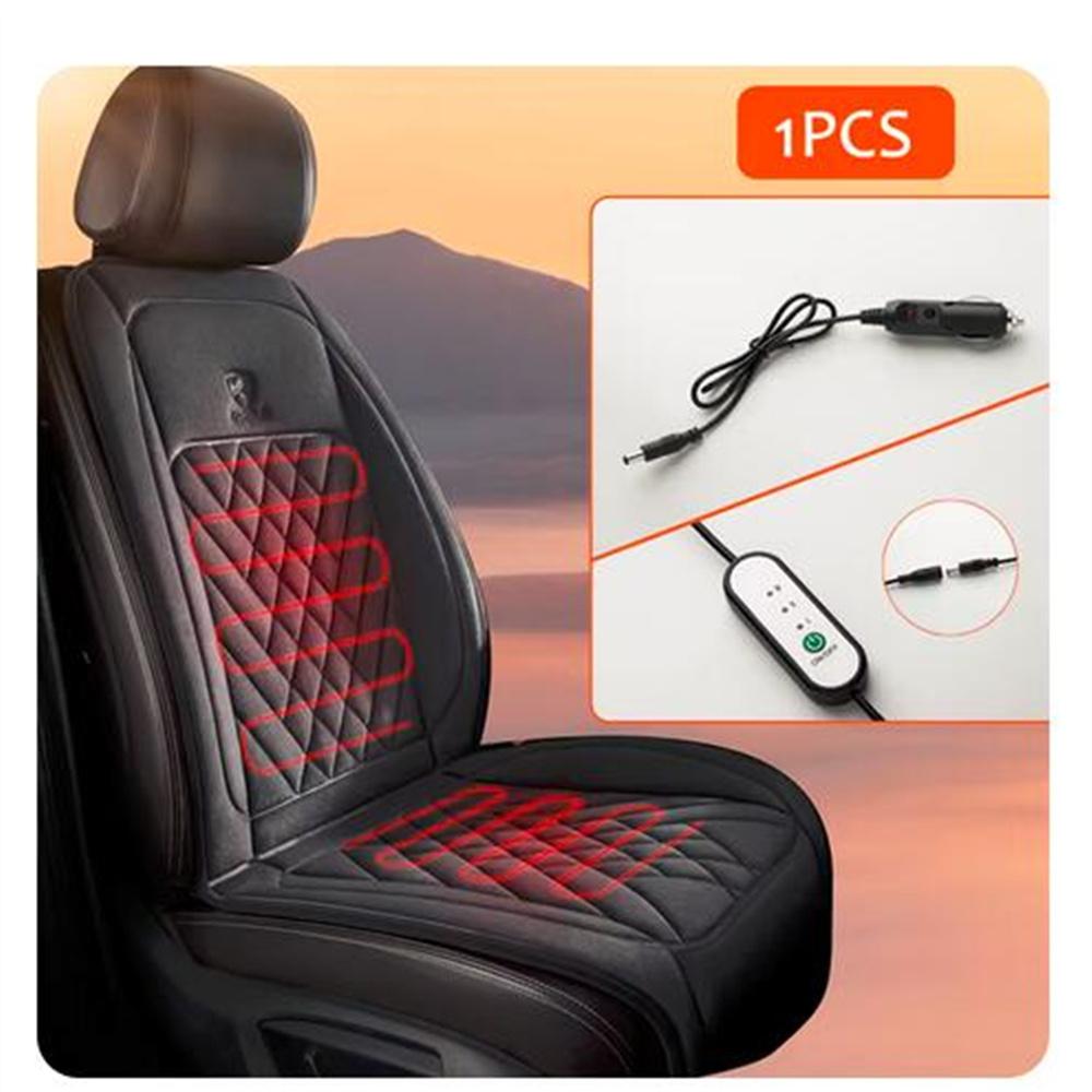 12V-24V Heated Car Seat Cover Fast Heating Pad Winter Warm Flannel Cushion Black