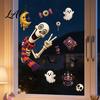 Bright Color Halloween Clings 2 Sheets Window Clings Cartoon Skeleton Static Stickers Funny Translucent Cling Ghosts Bats Pumpkins Stickers