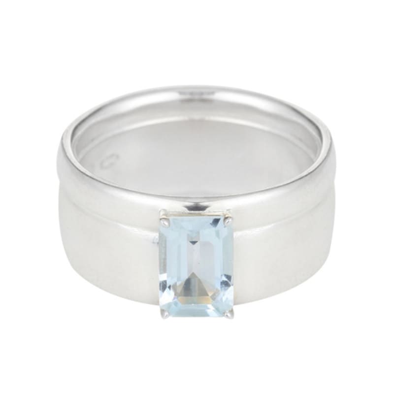 Invisible collage SQUARE LOVE RING_AQUAMARINE