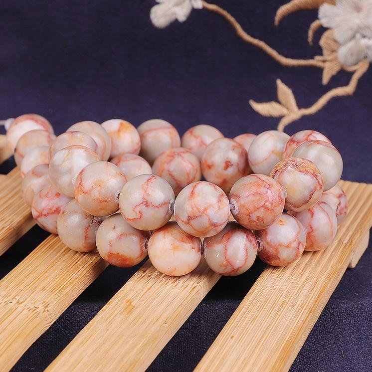 Натуральные матовые красные сетчатые круглые бусины из камня для изготовления ювелирных изделий, матовые польские разделительные бусины, браслет «сделай сам»