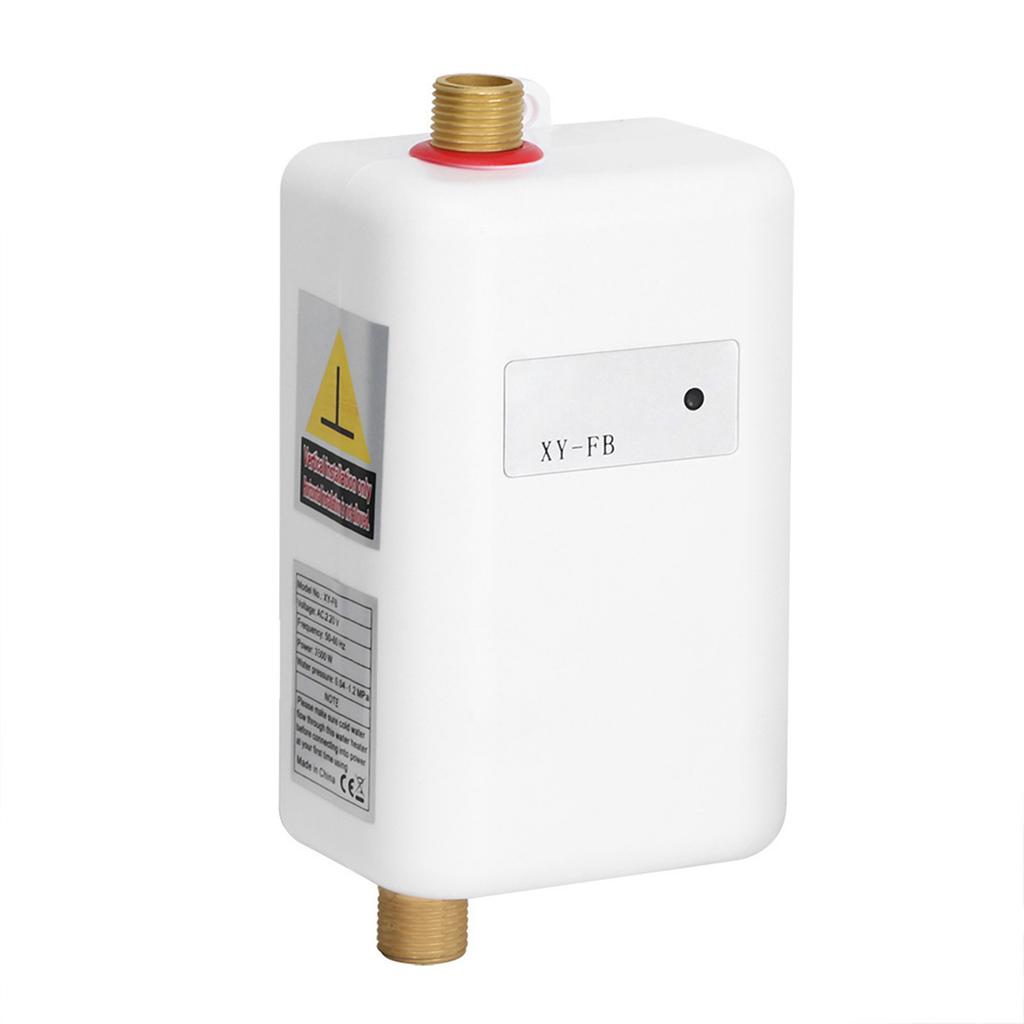 White Mini Tankless Instant Hot Water Heater Bathroom Kitchen Washing for Hot and Cold Dual Use(