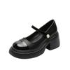 French High-Heeled Mary Jane Small Leather Shoes Women'S Spring And Summer Platform Fashion Versatile Pearl One-Button Single Shoes