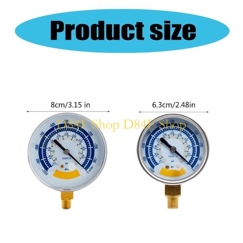 D84F 63mm/80mm Vacuum Gauge Pressure Gauge Accurate Air Gauge Instrument for Vacuum 0-14psi Dials Display
