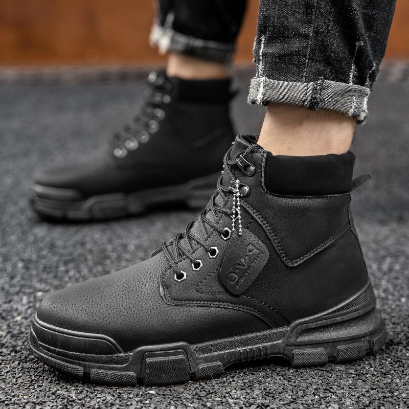 Fashion Men Shoes Spring Autumn Boots Retro Style Ankle Boots Lace Up Casual Boots High-top Shoes for Men Wear-resistant Zapatos Boots