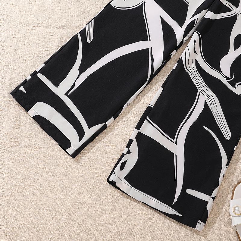 Зеленые повседневные костюмы для девочек, летняя детская одежда, футболка с короткими рукавами + брюки с принтом, комплект из 2 предметов для 8, 9, 10, 11, 12 лет