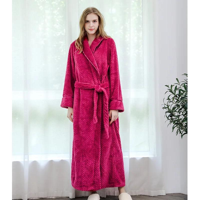 Женский и мужской теплый банный халат из бархата кораллового цвета с несколькими рукавами, зимний утолщенный фланелевый теплый халат-кимоно для невесты