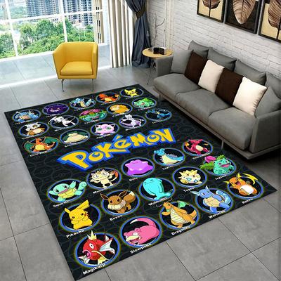 Classic Cartoon Pokemon Pikachu Non-Slip Area Rug for Living Room,Bedroom,Playroom,Soft Carpet Floor Mat Home Decor Rug Kid Room