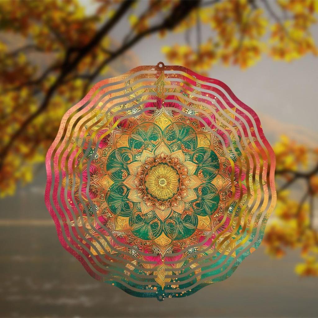 360 Degree Swivel Hook 10 Inch Hanging Wind Spinner Vibrant Metal Art Design for Garden Lawn Balcony All Season Outdoor Decoration Weather