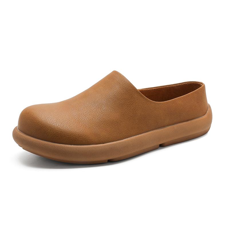 Fashion Suede Clogs Cork Footbed Clogs for Men Soft Leather Muller Shoes Slip-on Beach Slippers Stylish Male Half Drag Comfy Lazy Flats