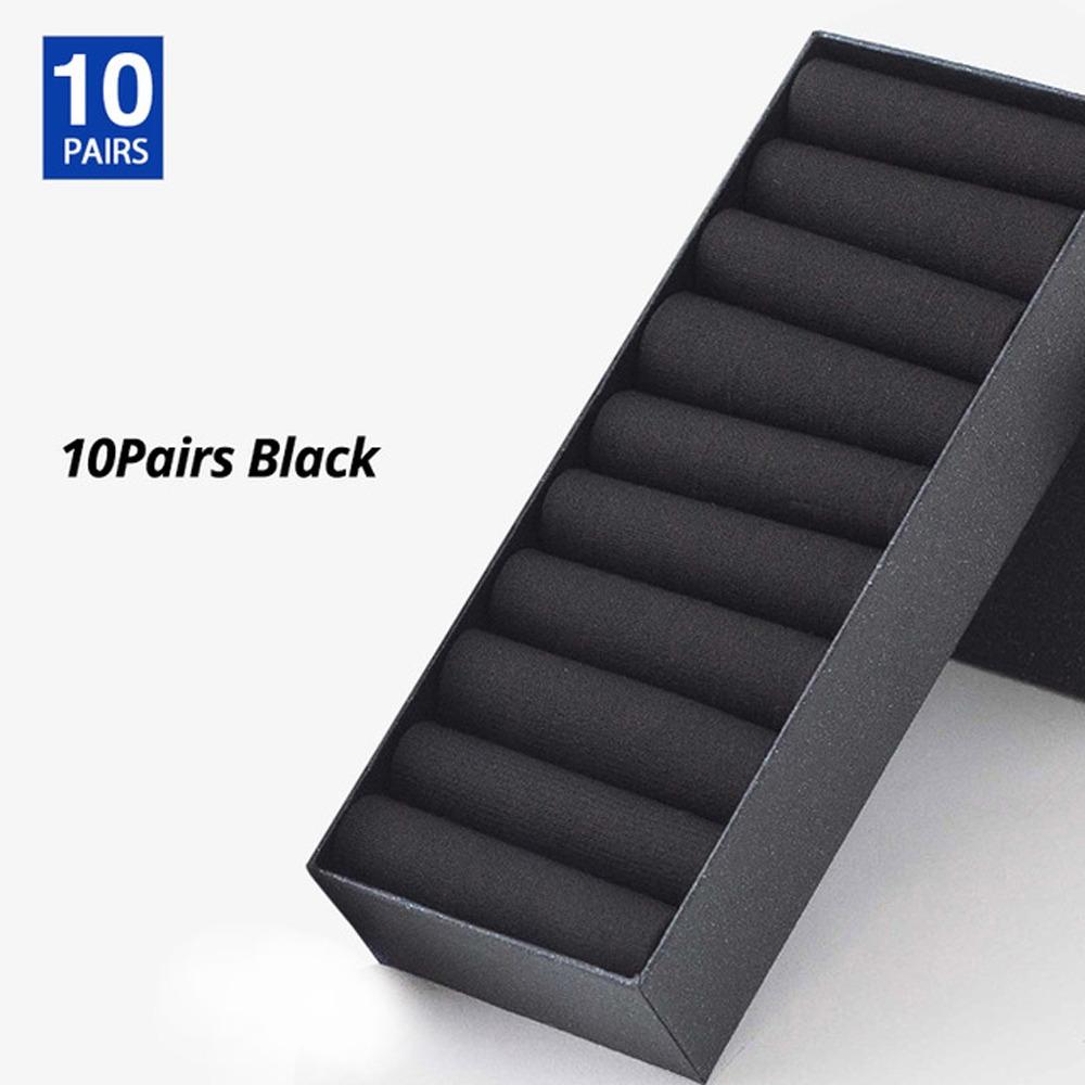 Black 10Pairs/Box Breathable Summer Business Men's Socks Stocking Middle Tube Mercerized Socks