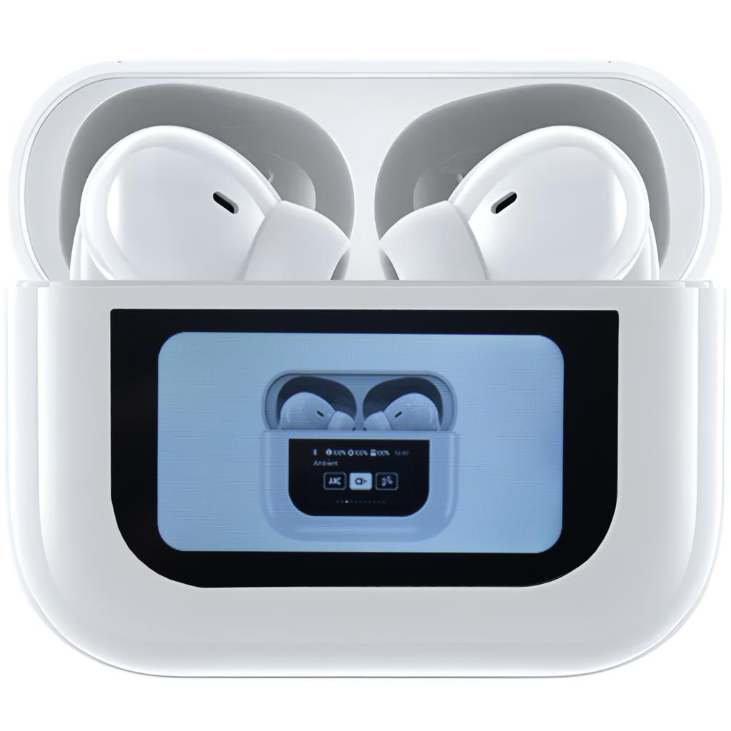 Hell Sound Pro White TWS Earphones with Touchscreen, Anc Noise Cancelling, Microphone and Usb-C Charging Case
